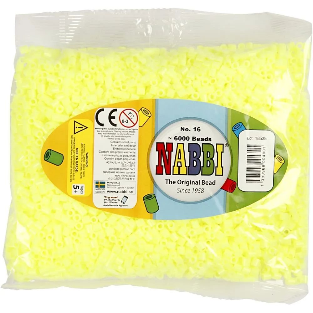 NABBI Tube perler - Pastel gul (32244) - 6000 stk - Rørperler, Perler & perleplader, Håndværk