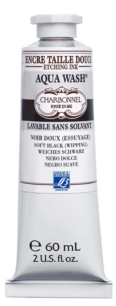 Blæk Aqua Wash Charbonnel Ink 60 ml - Soft Black (til tørring) - Farve & medium til grafisk tryk, Print & printfarve