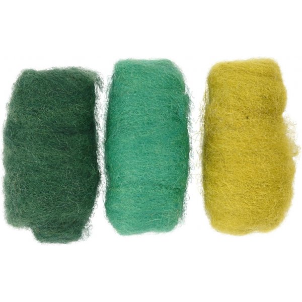 Kardad Ull - grön/turkos harmoni - 3 x 10 g Kardad Ull - grön/turkos harmoni - 3 x 10 g