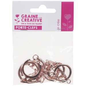 Set med 6 nyckelringar i roséguld med hake Set med 6 nyckelringar i roséguld med hake