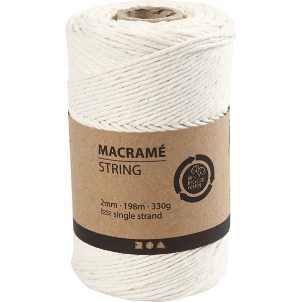 Makramégarn - råvit - Ø2 mm - 198 m Makramégarn - råvit - Ø2 mm - 198 m