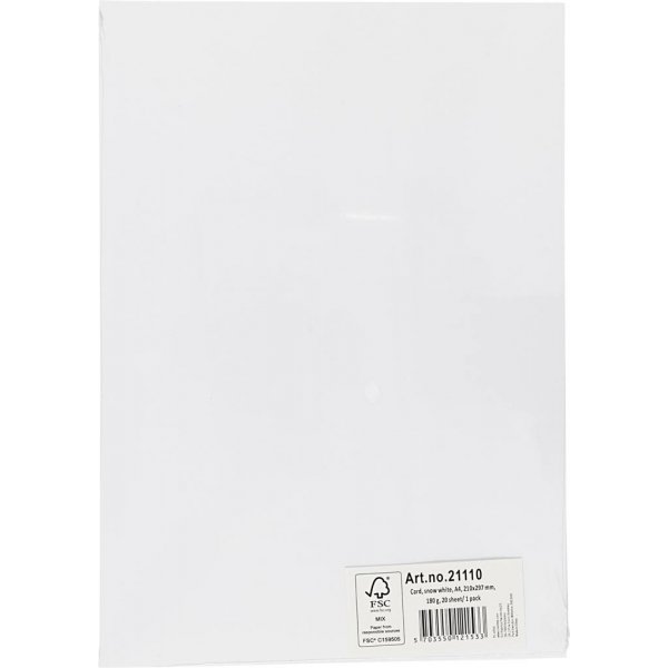 Färgad Kartong - vit - A4 - 180 g - 20 ark Färgad Kartong - vit - A4 - 180 g - 20 ark