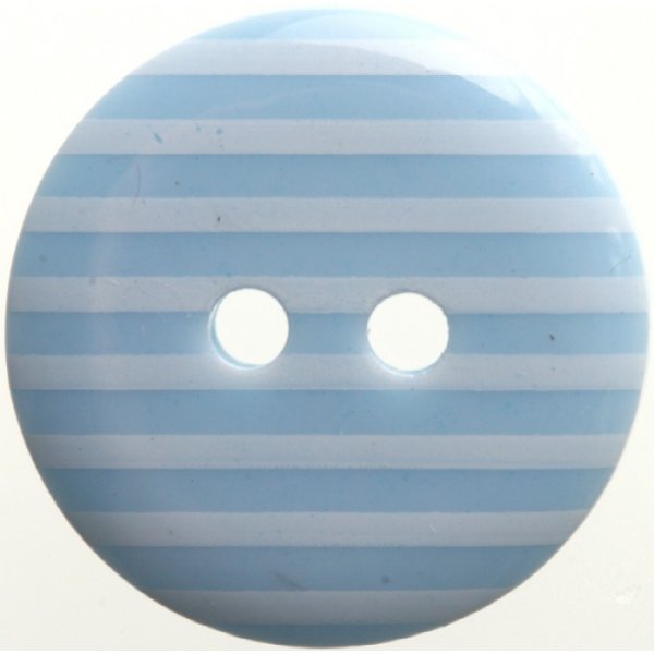 Knapp Rund 2-hulls 15 mm 6stk - Bl / Hvit striping