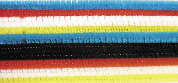 10 piprensare 6 mm, 5 f�rger, 30 cm
