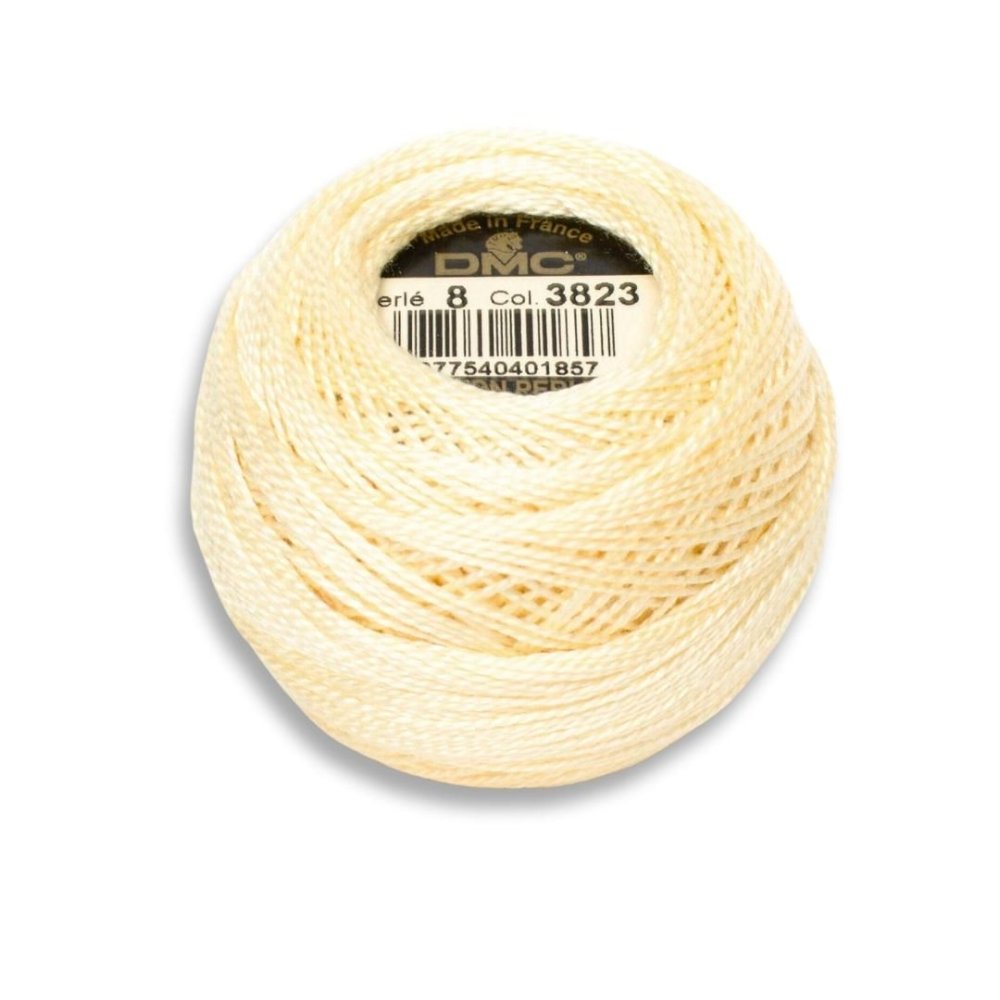 DMC Pearl Cotton Art. 116/8, 3823 Ultra Pale Yellow - Broderigarn, Garn, Sticka & virka