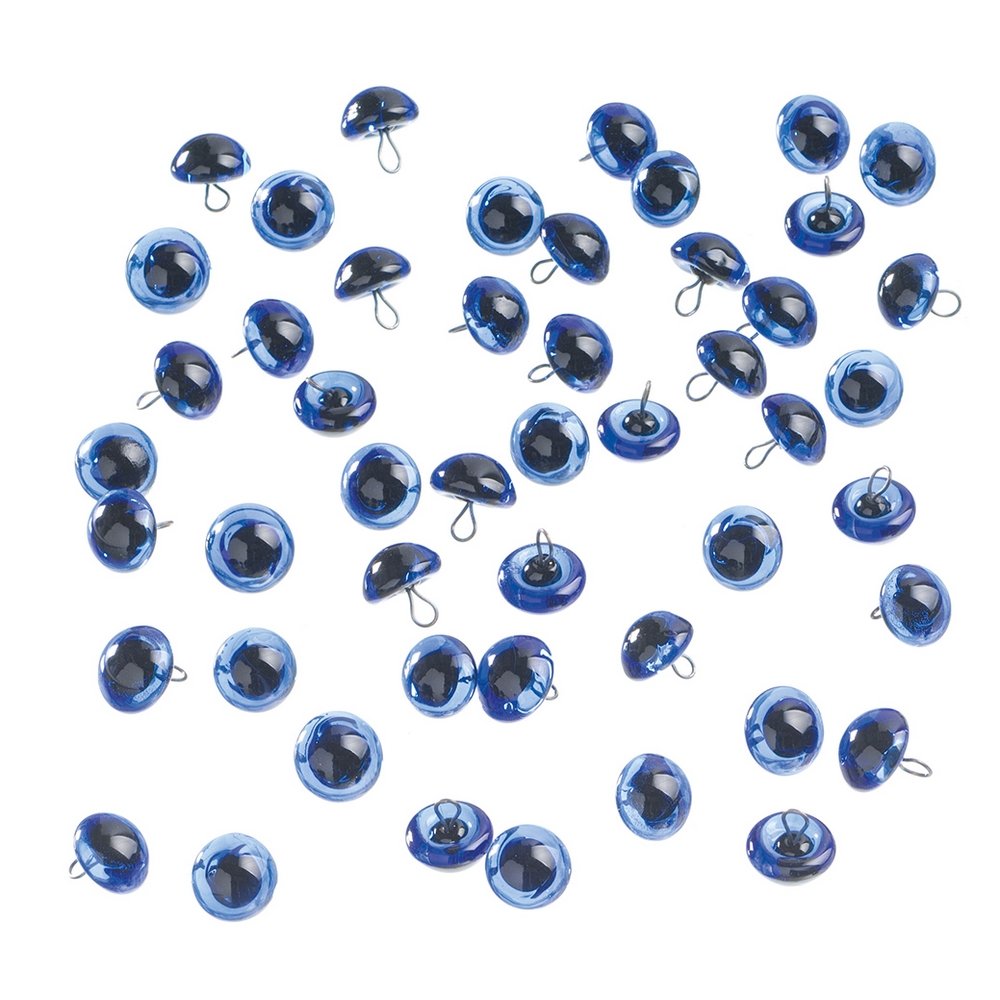 Dyreøjne Ø12 mm - Blå 50-pak - Næser & øjne, Dekorationmateriale, Hobbymateriale, Håndværk