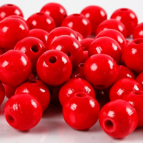 Träpärlor - Ø10 mm - röd - 20 g Träpärlor - Ø10 mm - röd - 20 g