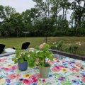 Kundbild Vaxduk Vattenfärg blommor: Jättefin som trädgårdsduk...