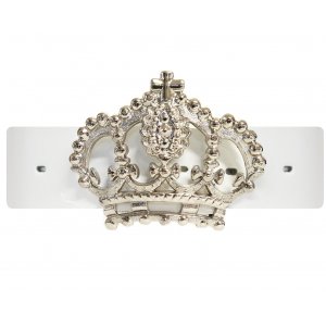 Damb�lte i lackerat kalvl�der - Vit - 80 cm