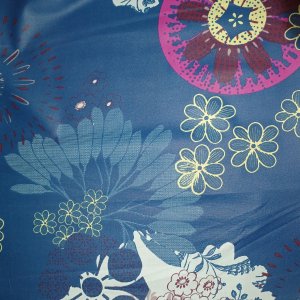 Vaxduk textil bl� blommig 140 cm