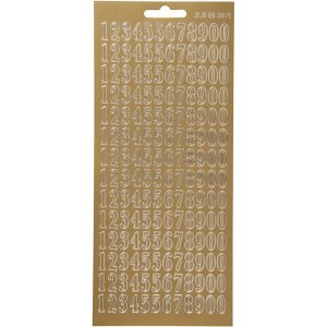 Klisterm�rker tal 10x23 cm guld - 1 ark