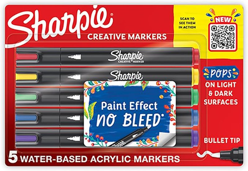 Sharpie AcrylicCreative Marker Bullet - 5-pak - Markørpenne, Penne, Penne, kridt & tusch