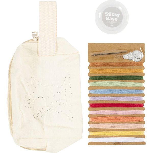 Broderisett Mini DIY Sminkeveske Kremfarget Broderisett Mini DIY Sminkeveske Kremfarget
