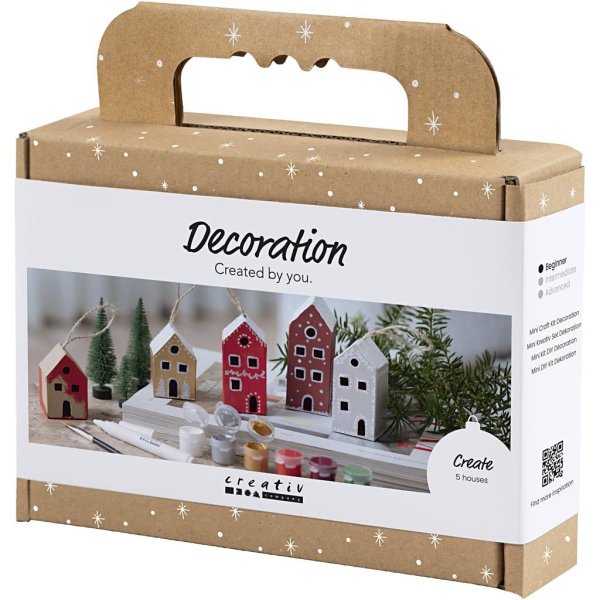 DIY-sæt Dekorative huse Julefarver 5-pak DIY-sæt Dekorative huse Julefarver 5-pak