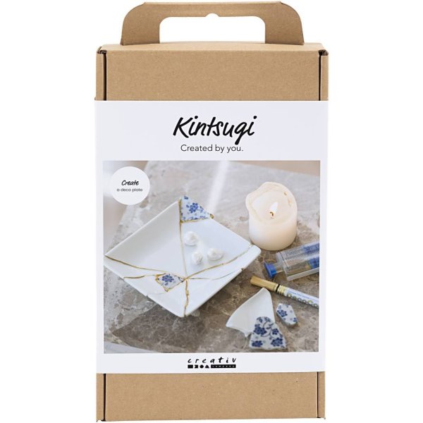 Kintsugi Kit Tønde Blå Guld Hvid - DIY Sæt Kintsugi Kit Tønde Blå Guld Hvid - DIY Sæt