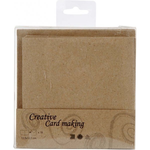 Brevkort med kuvert - natur - 12,5 x 12,5 cm - 10 st Brevkort med kuvert - natur - 12,5 x 12,5 cm - 10 st