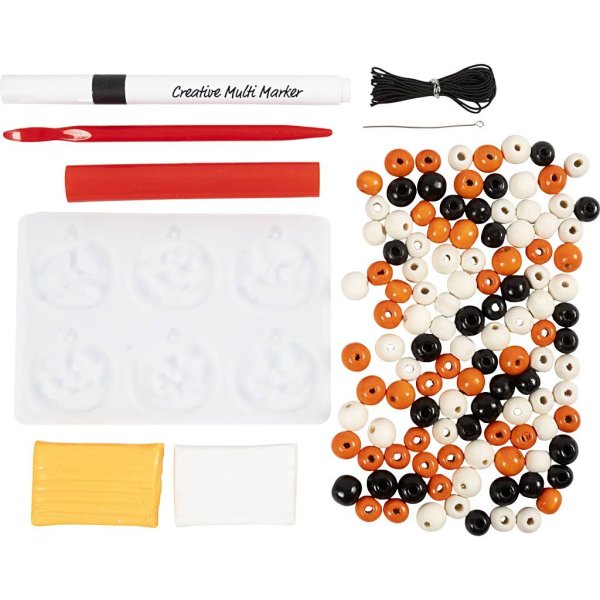 DIY-sæt Smykker Halloween farver - Halskæde og armbånd 1 pakke. DIY-sæt Smykker Halloween farver - Halskæde og armbånd 1 pakke.