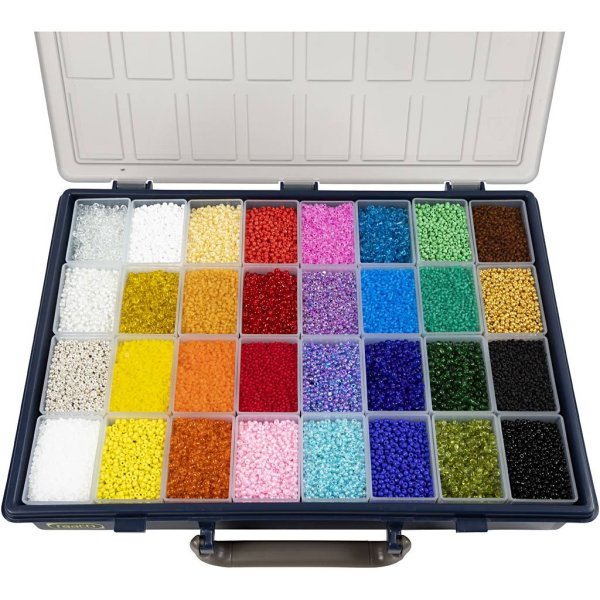 Rocaillepärlor i förvaringslåda 1,7–4 mm Blandade färger 32 x 100 g Rocaillepärlor i förvaringslåda 1,7–4 mm Blandade färger 32 x 100 g