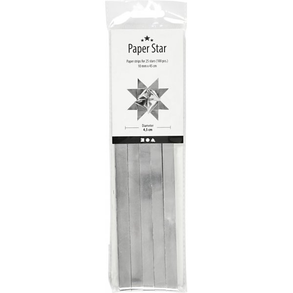 Stjärnstrimlor - silver - Ø4,5 cm - 100 strimlor Stjärnstrimlor - silver - Ø4,5 cm - 100 strimlor