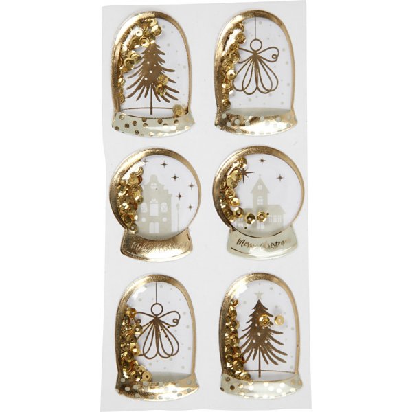 Shaker stickers - guld - ängel - trä och hus - 6 st Shaker stickers - guld - ängel - trä och hus - 6 st