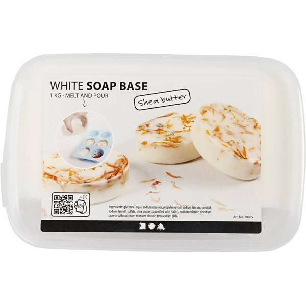 Tvålmassa med shea - vit - 1 kg Tvålmassa med shea - vit - 1 kg