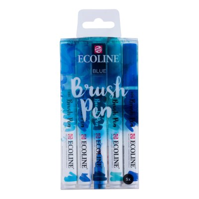 Penselpen Ecoline Brush Pen 5-pak - Blue