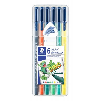 Fiberspisspenner Triplus Color Dino - 6 penner