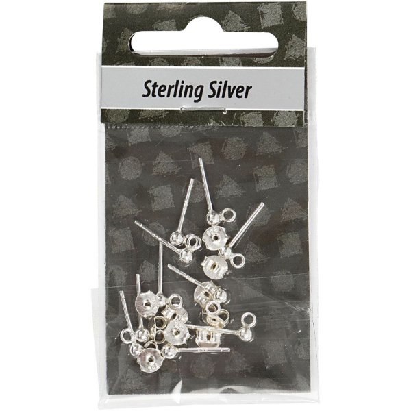 Øredobber med kule og ring 13 mm sølv 10 stk Øredobber med kule og ring 13 mm sølv 10 stk