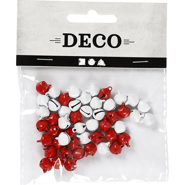 Bjällror - röd/vit - 50 st - Ø8 mm Bjällror - röd/vit - 50 st - Ø8 mm