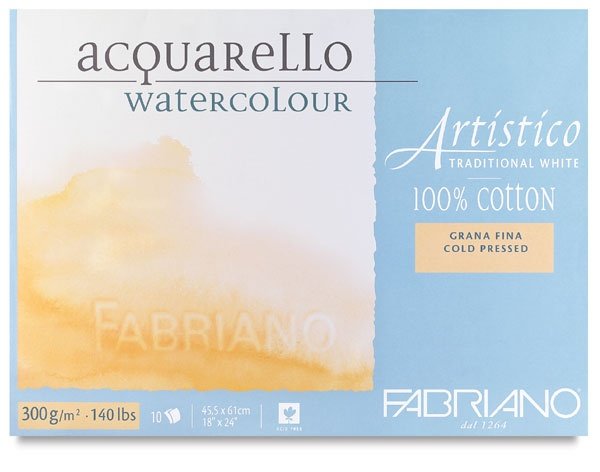 Fabriano Akvarelblok 300 g Grøn - 125 x 180 mm - Akvarelpapir, Blok
