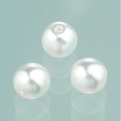Glassperler voks glans 6 mm - hvit 40 stk.