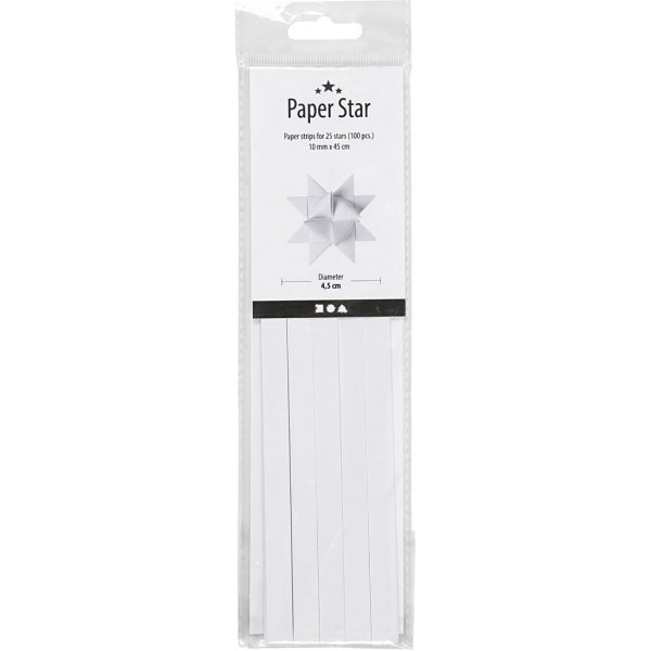 Stjärnstrimlor - vit - Ø4,5 cm - 100 strimlor Stjärnstrimlor - vit - Ø4,5 cm - 100 strimlor