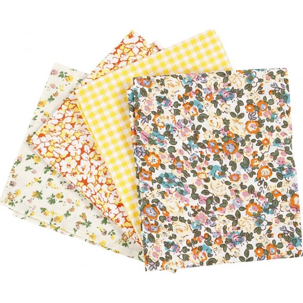 Patchworktyg - gul - 4 st
