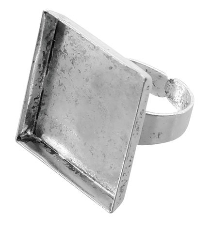 Ring fyrkantig 20 x 20 mm i antiksilver Ring fyrkantig 20 x 20 mm i antiksilver