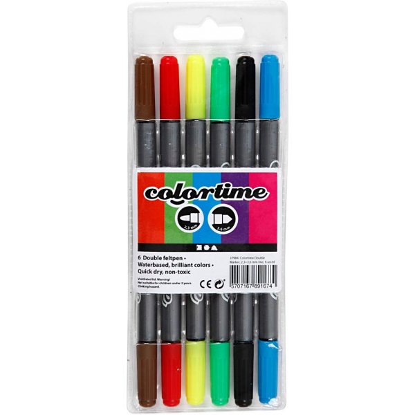 Colortime Dubbeltusch - standardfärger - 6 st Colortime Dubbeltusch - standardfärger - 6 st