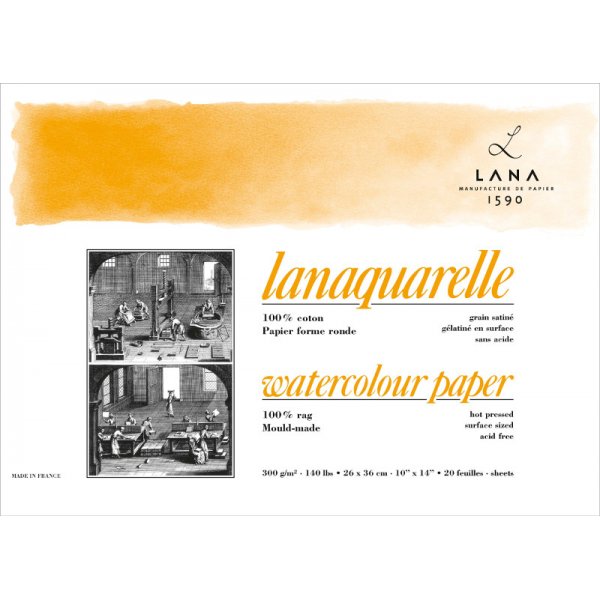 Akvarellblock Lana Lanaquarelle 300 Varmpressat Slt Grng