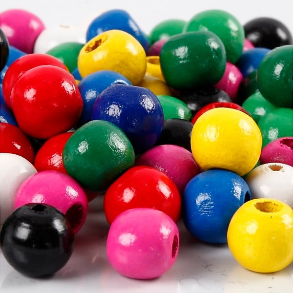 Träpärlor - runda - mixade färger - 22 g Träpärlor - runda - mixade färger - 22 g