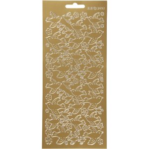 Klistermærker duer 10x23 cm Guld - 1 ark Klistermærker duer 10x23 cm Guld - 1 ark