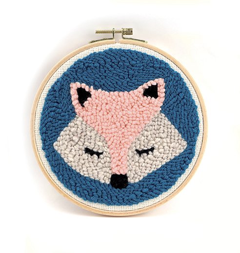 Punch needle-kit med r�vmotiv, � 20 cm