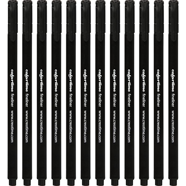 Colortime Fineliner Tusch - svart - 12 st Colortime Fineliner Tusch - svart - 12 st