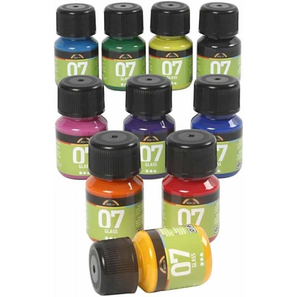 A-Color Glas - mixade färger - 10 x 30 ml A-Color Glas - mixade färger - 10 x 30 ml