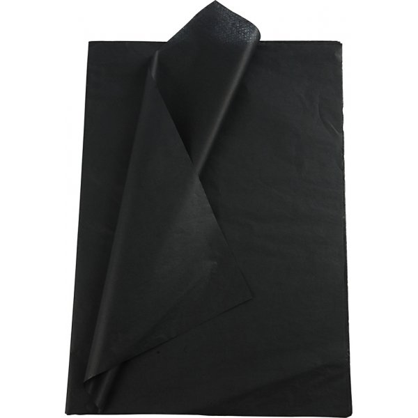 Silkespapper - svart - 50 x 70 cm - 14 g -25 ark Silkespapper - svart - 50 x 70 cm - 14 g -25 ark