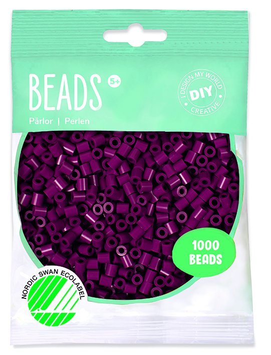 Pibeperler 1000 stk - Blomme - Rørperler, Perler & perleplader, Håndværk
