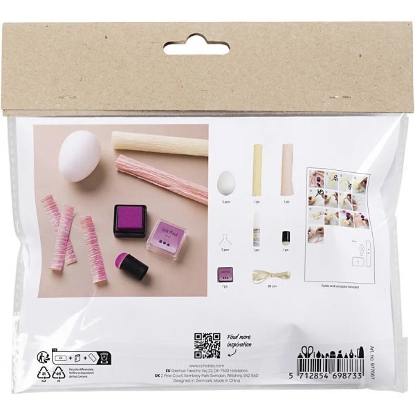 Mini DIY Kit Kräppapper, ljusrosa, ljusgul, Ägg Mini DIY Kit Kräppapper, ljusrosa, ljusgul, Ägg