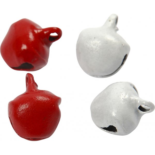Bjällror - röd/vit - 50 st - Ø8 mm Bjällror - röd/vit - 50 st - Ø8 mm