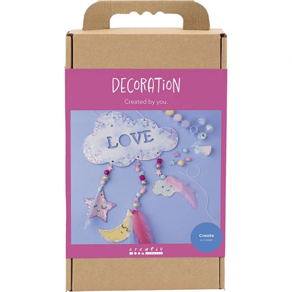 DIY Kit Dekoration Mobil Moln M�ne Stj�rna Pastell & Glitter