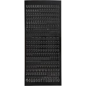 Klistermærker små bogstaver 10x23 cm sorte - 1 ark Klistermærker små bogstaver 10x23 cm sorte - 1 ark