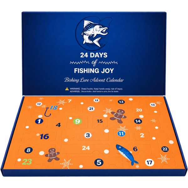Fiskekalender 2026 - Adventskalender med 24 Fiskedrag & Fiskebeten Fiskekalender 2026 - Adventskalender med 24 Fiskedrag & Fiskebeten