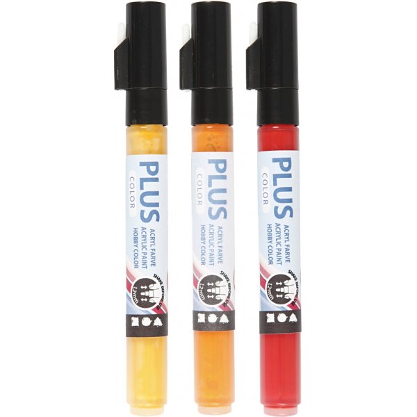 Plus Color Tusch - pumpkin - crimson red - yellow sun - 3 st Plus Color Tusch - pumpkin - crimson red - yellow sun - 3 st