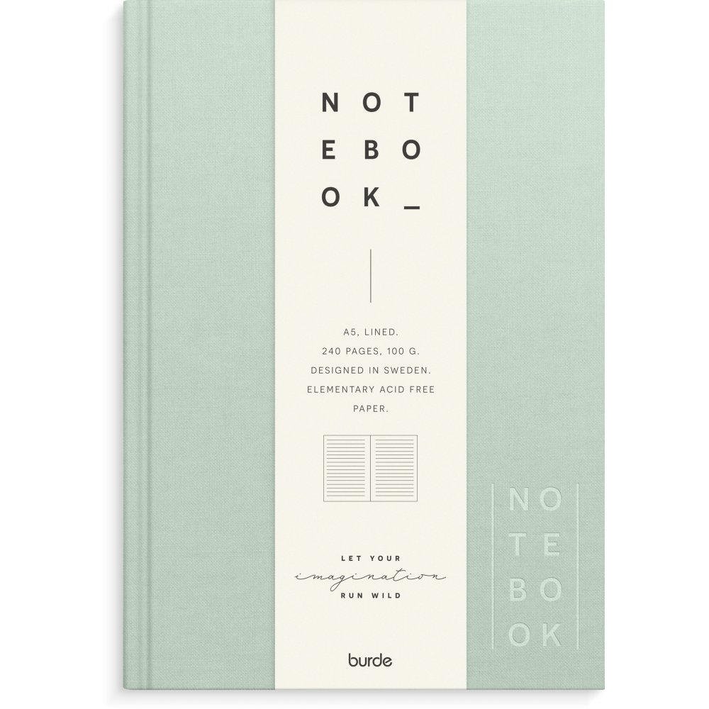 Notesbog - Tekstil - Grøn - Foret A5 - Notesbøger, Kontorartikler